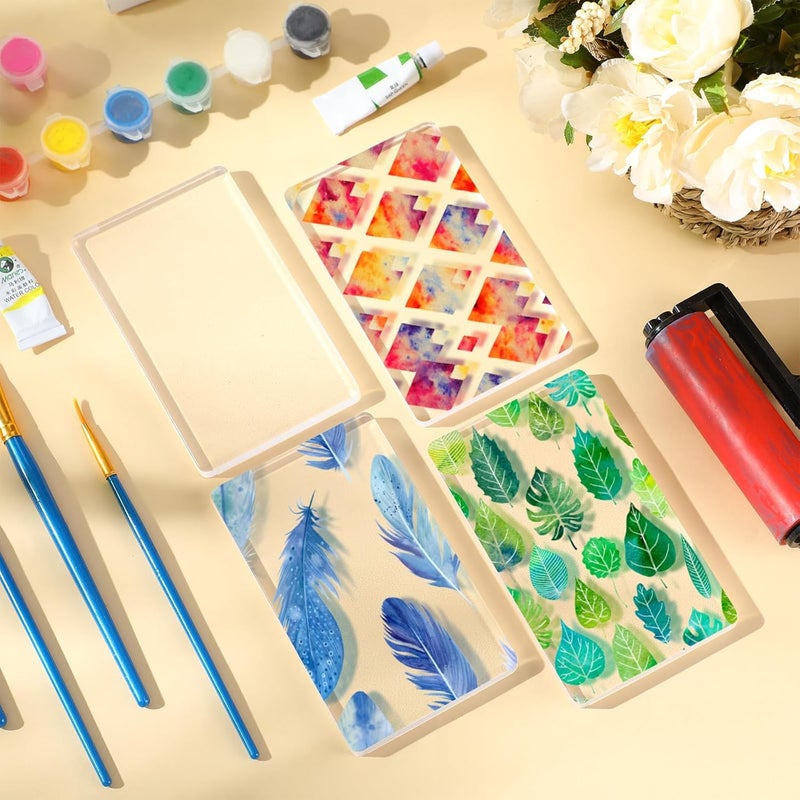 Threlaco 8 Pack Monoprinting Print Plates 5 x 3 Inch Reusable Silicone Plate Class Printing Plates for Press Art Printmaking for Card Making, Scrapbooking, Art Craft Scrapbooking and Journaling - Image 5